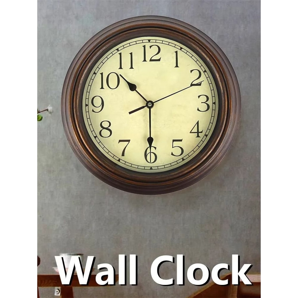 Retro Wall Clock Large Vintage Silent Non Ticking Classic Home Decor 1