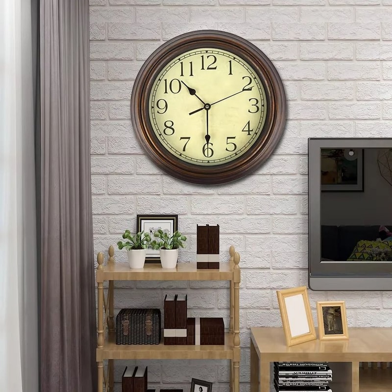 Retro Wall Clock Large Vintage Silent Non Ticking Classic Home Decor 2