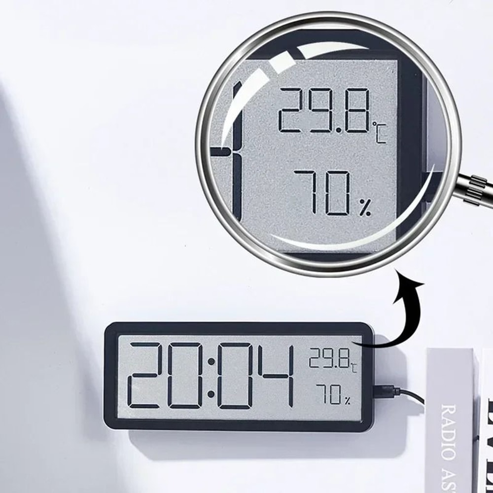 Large Screen Digital Wall Clock With Temperature And Humidity Display 3