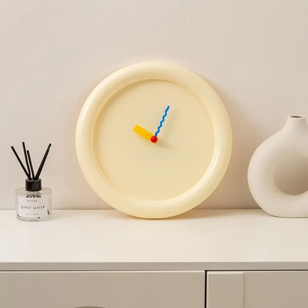 Cream Style Wall Clock With Stand Silent Minimalist Desktop And Wall Decor 8