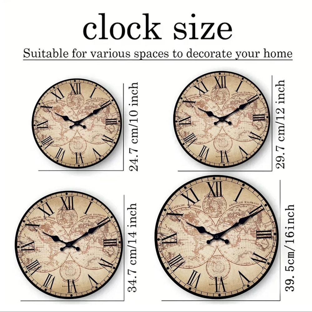 Nautical Compass Wall Clock Vintage Wooden Beach Style Silent Decor 4