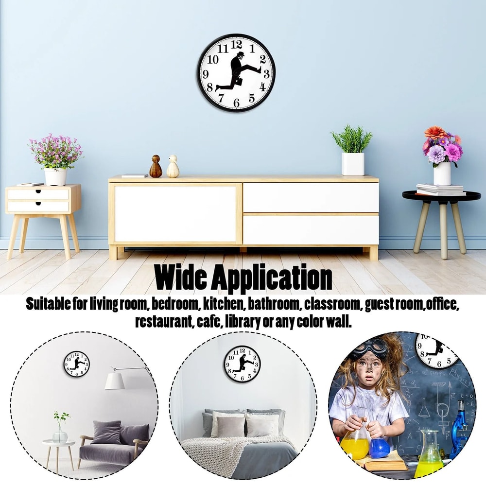 Funny Silly Walk Wall Clock Creative Silent Novelty Home Decor 5