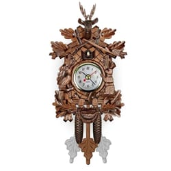 wooden cuckoo wall clock with bird alarm and silent quartz movement