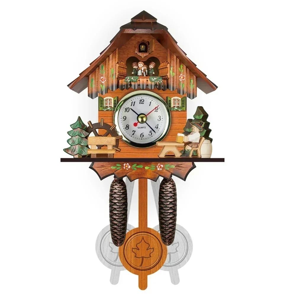 Wooden Cuckoo Wall Clock With Bird Alarm And Silent Quartz Movement 8