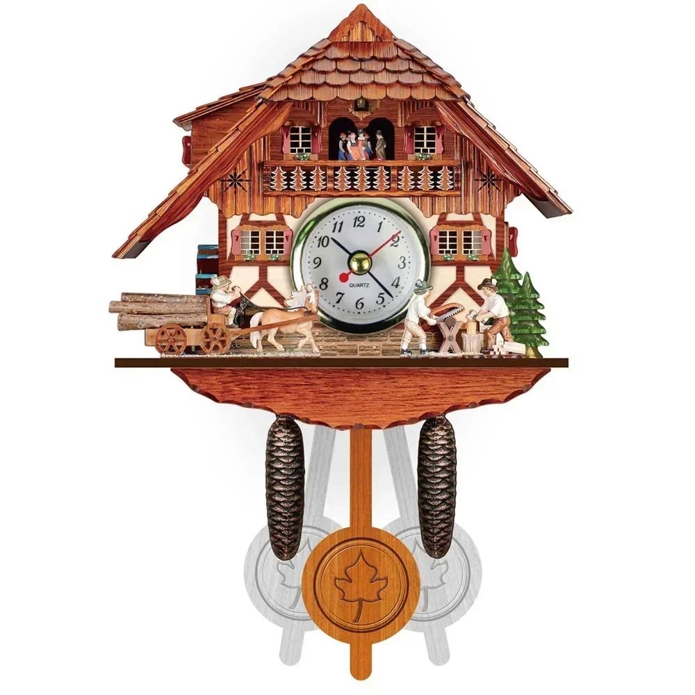 Wooden Cuckoo Wall Clock With Bird Alarm And Silent Quartz Movement 9