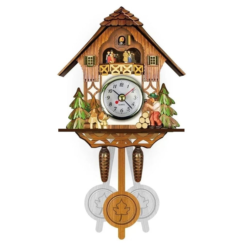Wooden Cuckoo Wall Clock With Bird Alarm And Silent Quartz Movement 15