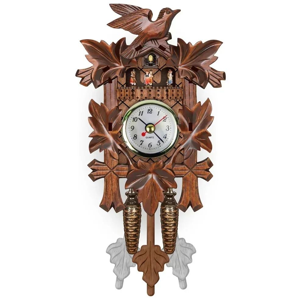 Wooden Cuckoo Wall Clock With Bird Alarm And Silent Quartz Movement 17