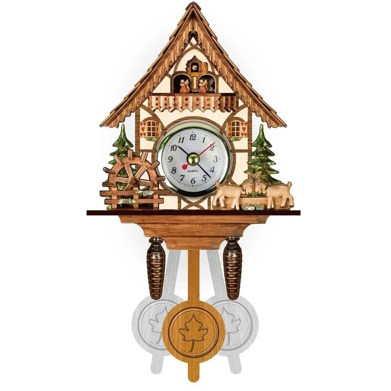 Wooden Cuckoo Wall Clock With Bird Alarm And Silent Quartz Movement 7