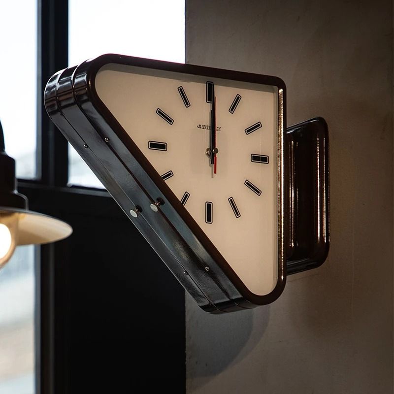 Modern Double Sided Wall Clock Minimalist Silent Triangle Design 9