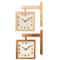 Wooden Corner Wall Clock Double Sided Silent Decorative Design 3