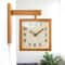 Wooden Corner Wall Clock Double Sided Silent Decorative Design 4