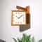 Wooden Corner Wall Clock Double Sided Silent Decorative Design 6
