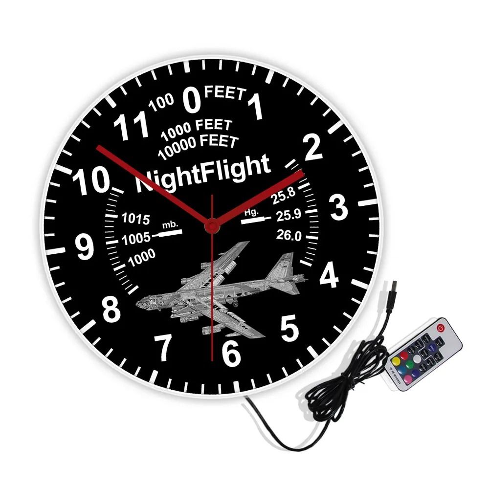 Airplane LED Neon Wall Clock Luminous Aviation Pilot Decor 9