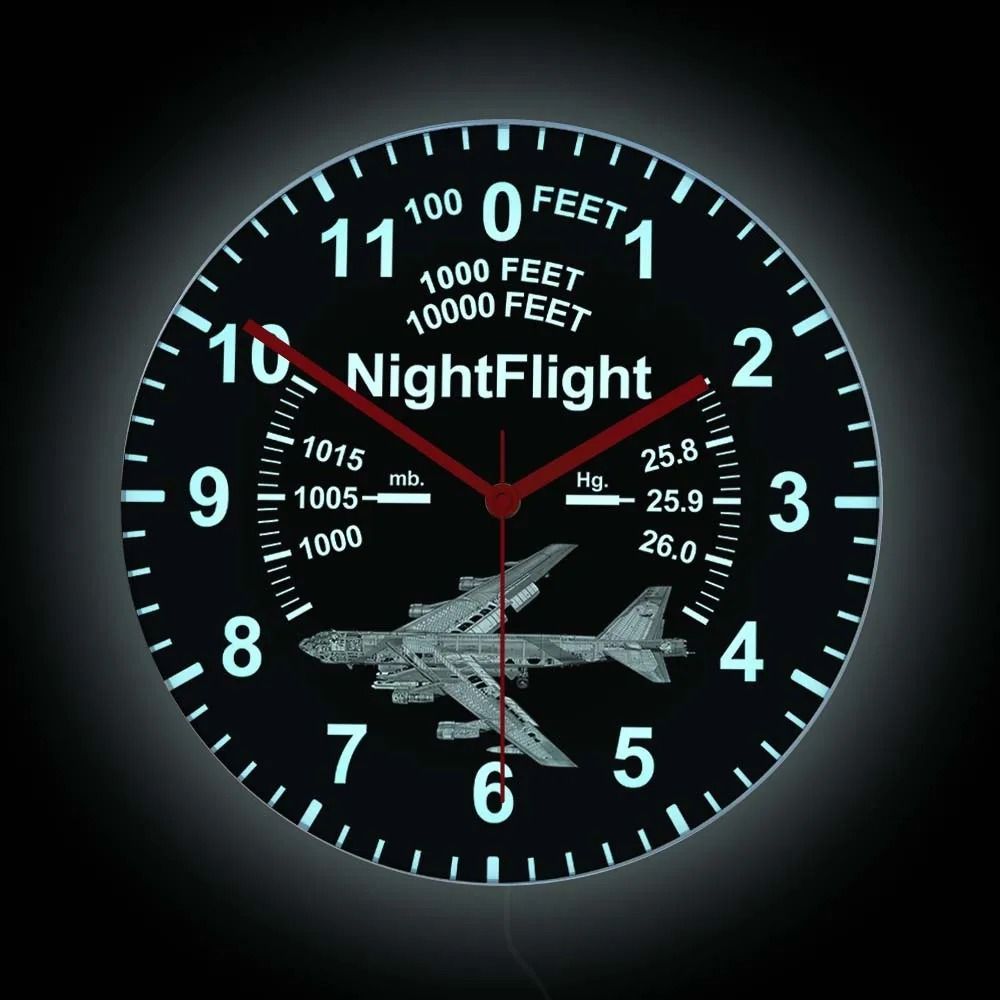 Airplane LED Neon Wall Clock Luminous Aviation Pilot Decor 11