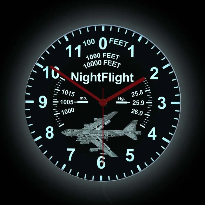 Airplane LED Neon Wall Clock Luminous Aviation Pilot Decor 4