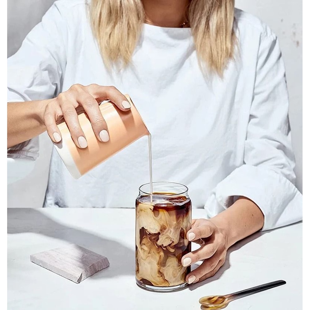 Can Shaped Glass Cups Set With Straws 4 Piece Beer And Cocktail Glass Set 2