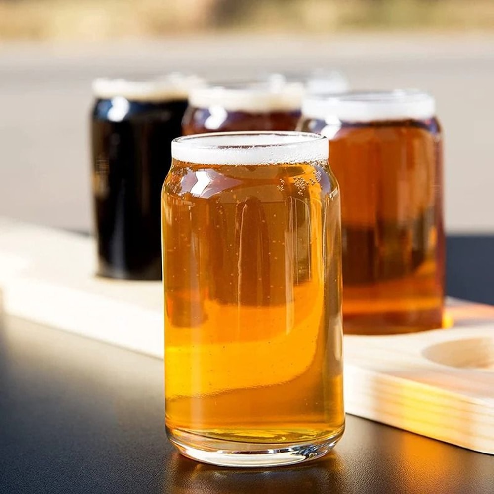 Can Shaped Glass Cups Set With Straws 4 Piece Beer And Cocktail Glass Set 5