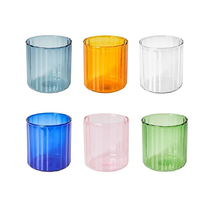 Heat Resistant Striped Glass Cup Clear Tea And Coffee Mug 8
