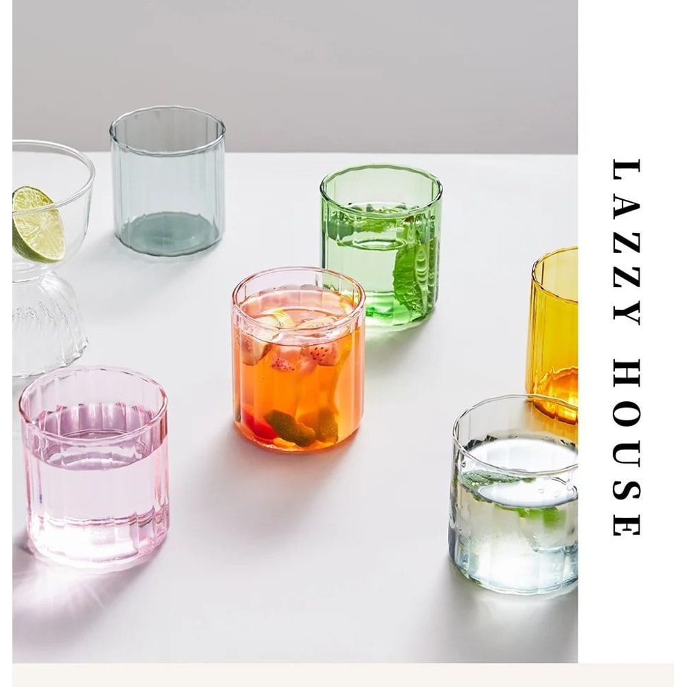 Heat Resistant Striped Glass Cup Clear Tea And Coffee Mug 13