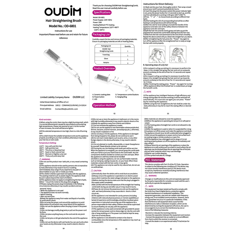 Electric Hair Straightening Comb Fast Heating Anti Frizz Straightener Brush 1