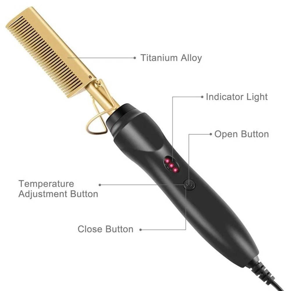 Electric Hot Comb Hair Straightener Fast Heating Pressing Comb Brush 3