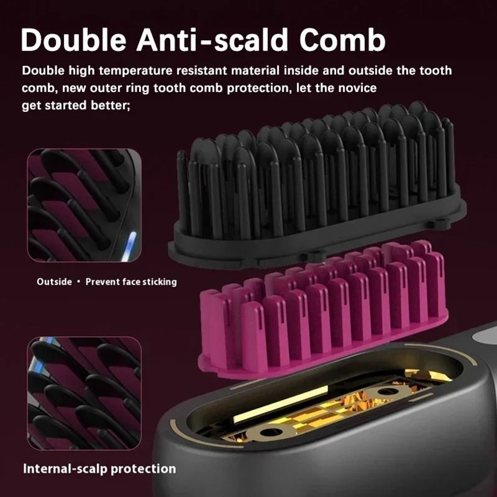 Wireless Hair Straightener Brush Rechargeable Ionic Anti Scald Styling Comb 5