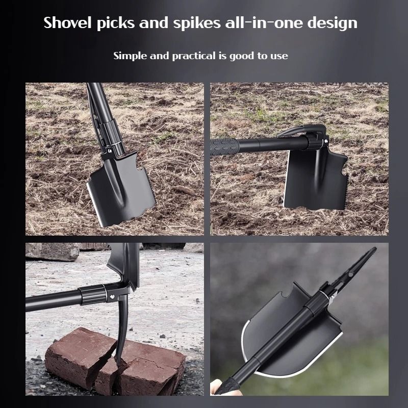 Camping Shovel Multi Tool Folding Survival Entrenching Tool With Pickaxe And Hoe 2