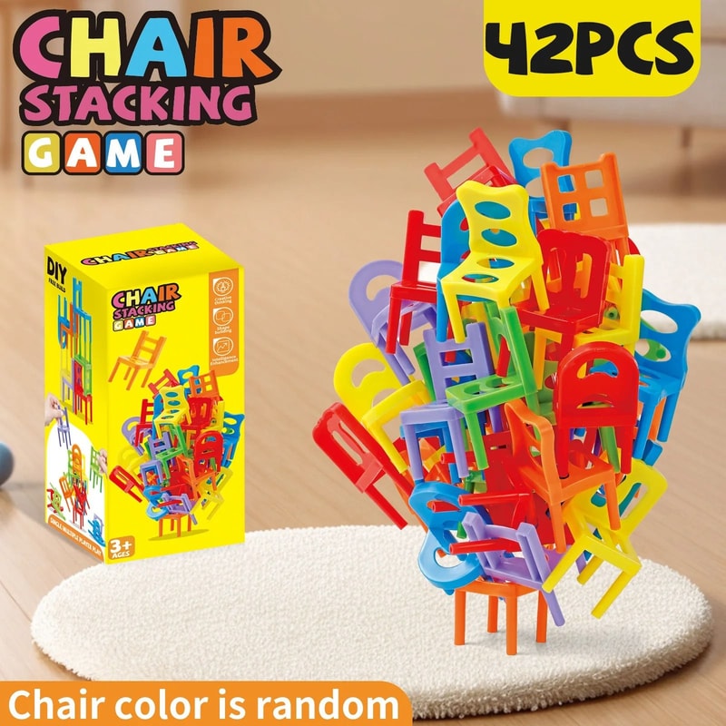 Educational Stacking Chairs Toy Balance Building Blocks Interactive Game 0