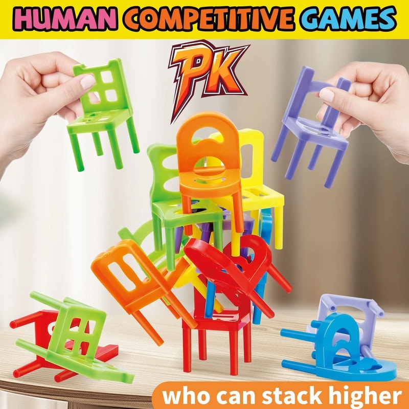 Educational Stacking Chairs Toy Balance Building Blocks Interactive Game 5