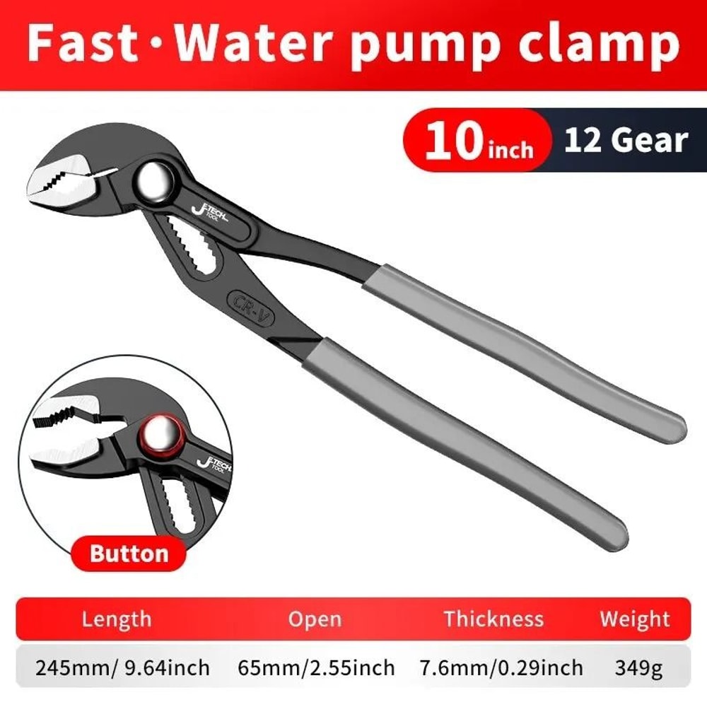 Adjustable Water Pump Pliers Quick Release Pipe Wrench Plumbing Tool 2