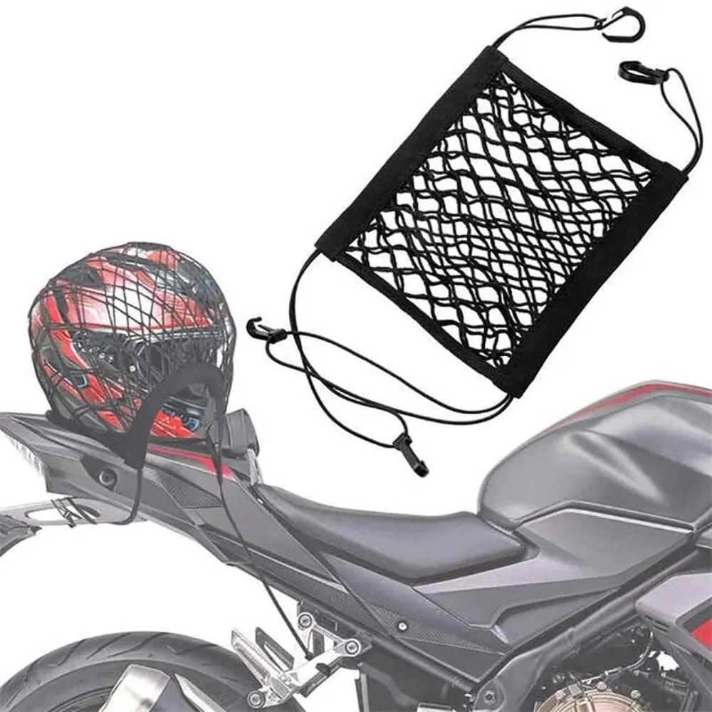 Motorcycle Cargo Net Double Layer Elastic Bungee Luggage Net For Helmet Storage 2