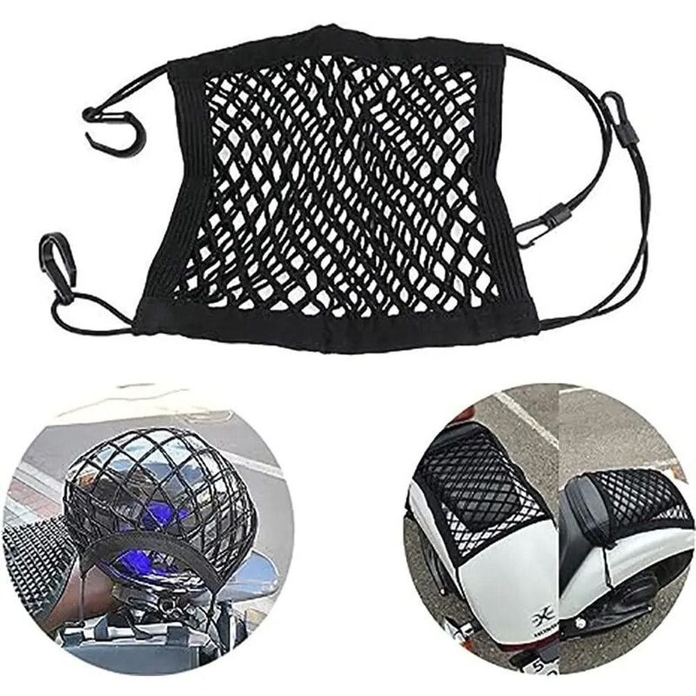 Motorcycle Cargo Net Double Layer Elastic Bungee Luggage Net For Helmet Storage 0
