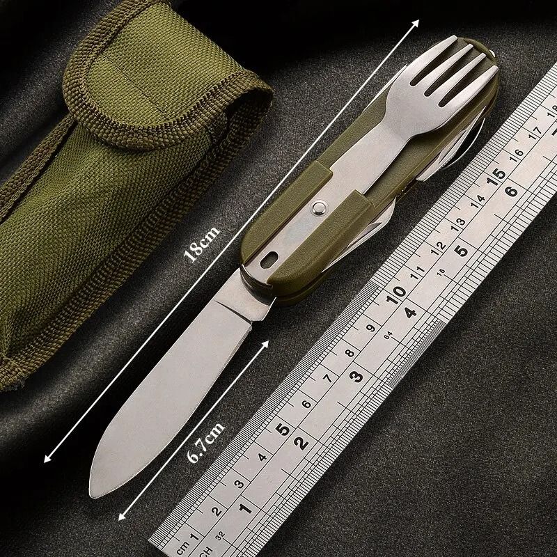 Multifunction Camping Utensils 7 In 1 Foldable Camping Cutlery Outdoor Tableware Set 3