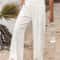 Wide Leg Pants Women Drawstring Casual Beach Pants Loose Summer Flowy Pants 7