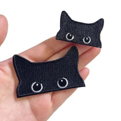 black cat iron on patch set embroidered cute clothing patches