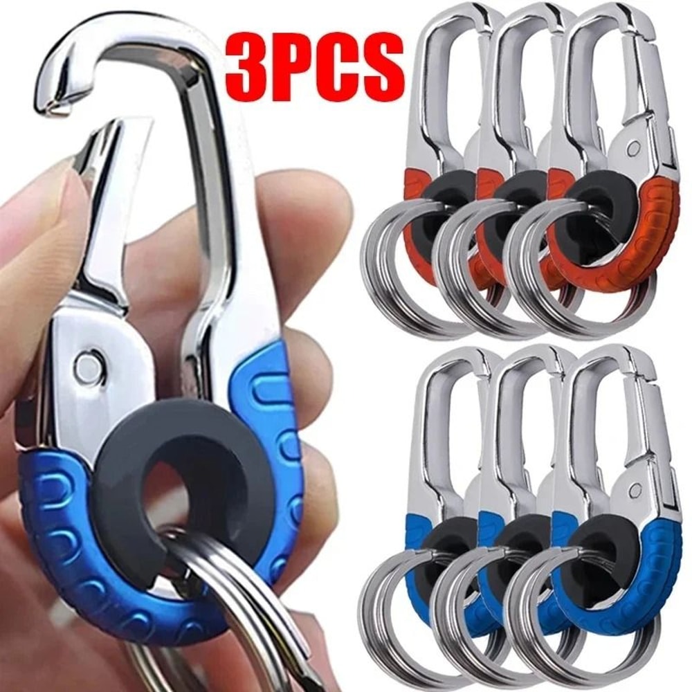Heavy Duty Stainless Steel Keychain Carabiner Clip With Secure Key Ring 11