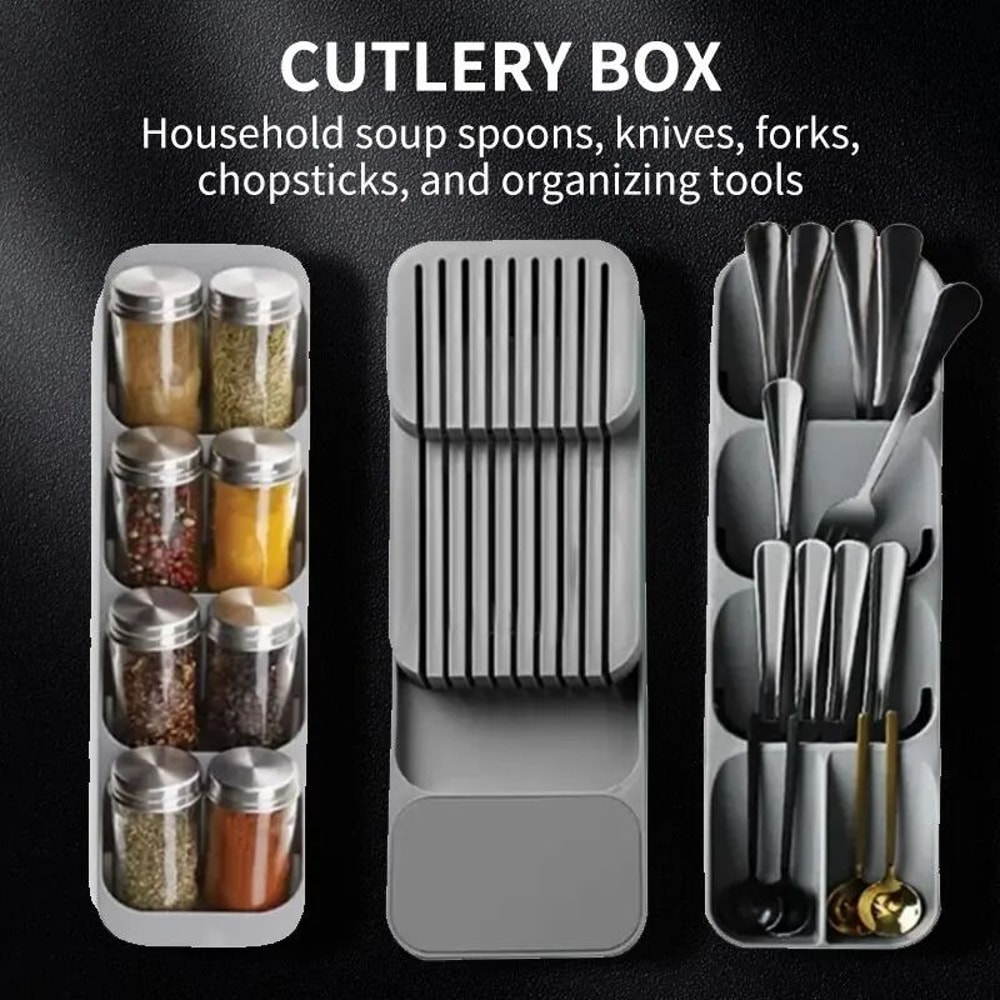 Expandable Kitchen Drawer Organizer Cutlery Tray With Knife And Utensil Storage 8