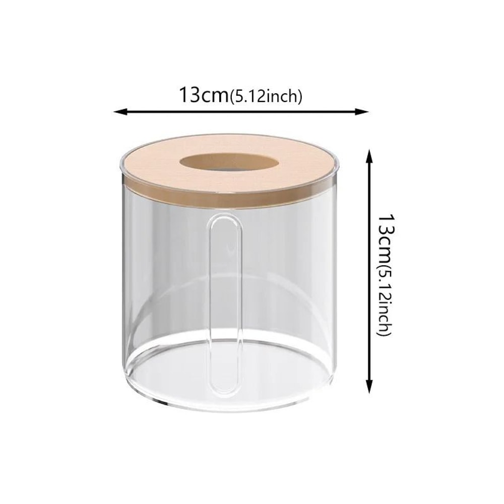 Transparent Tissue Box Holder With Wooden Lid Modern Napkin Storage Organizer 4