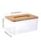 Transparent Tissue Box Holder With Wooden Lid Modern Napkin Storage Organizer 3