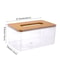 Transparent Tissue Box Holder With Wooden Lid Modern Napkin Storage Organizer 3
