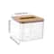 Transparent Tissue Box Holder With Wooden Lid Modern Napkin Storage Organizer 1