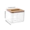 Transparent Tissue Box Holder With Wooden Lid Modern Napkin Storage Organizer 1