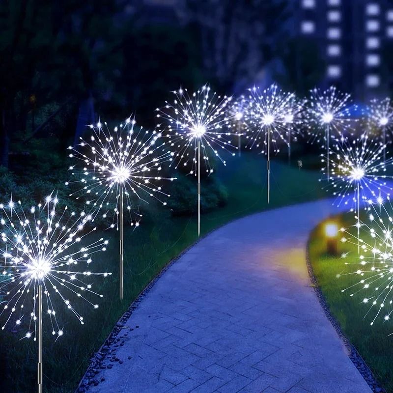 Solar Firework Garden Lights Waterproof LED Dandelion Lawn Decor 2