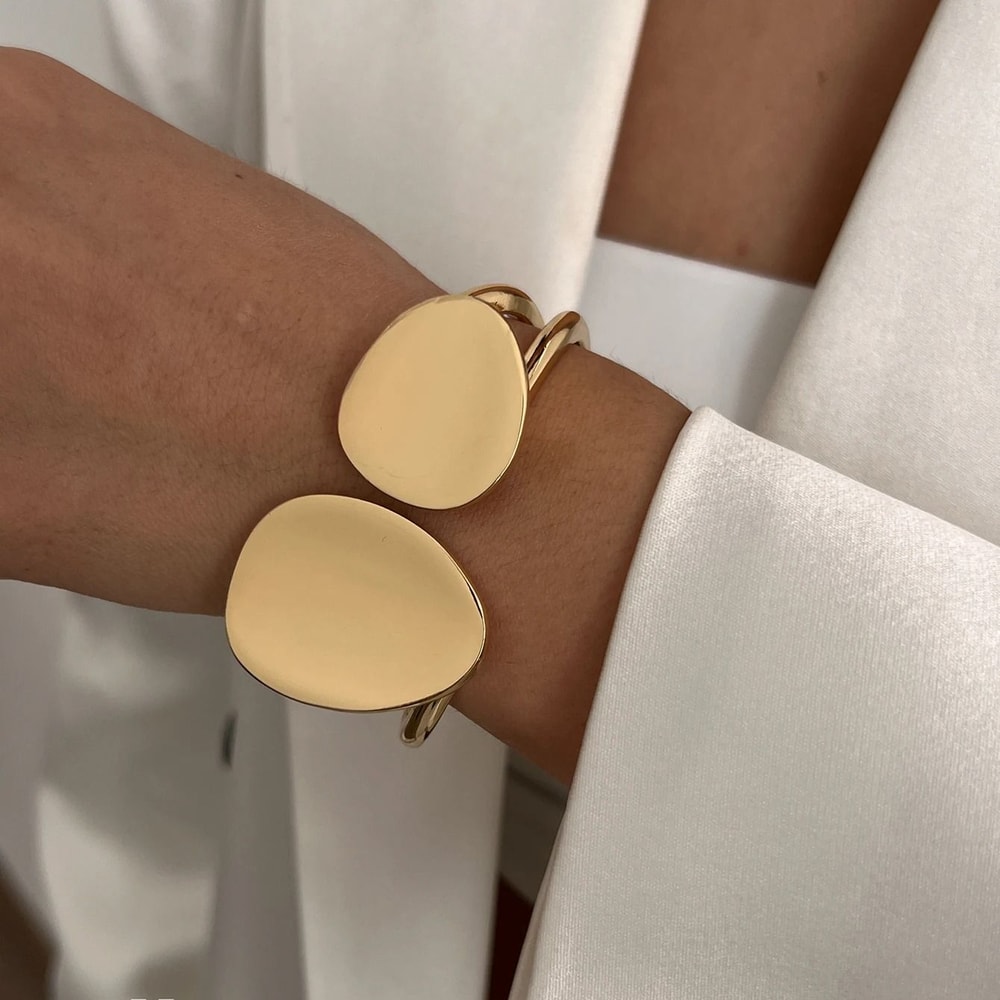 Chunky Gold Punk Bangle Bracelet Heavy Metal Spring Cuff Jewelry 6