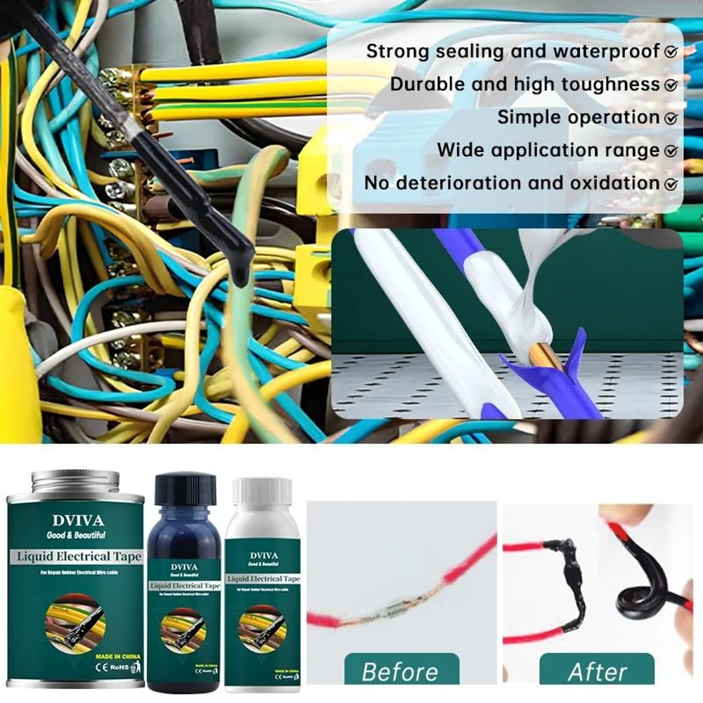 Liquid Electrical Tape Wire Insulation Sealant Waterproof Cable Repair Glue 10