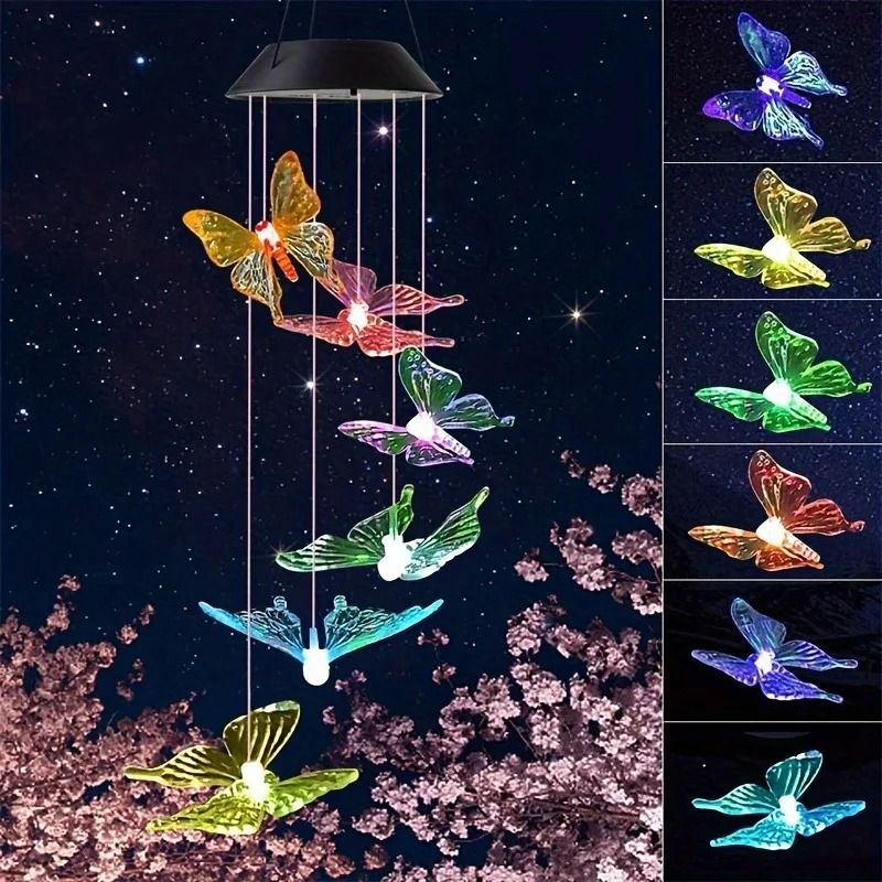 Solar Wind Chimes LED Color Changing Outdoor Hanging Garden Lights 2