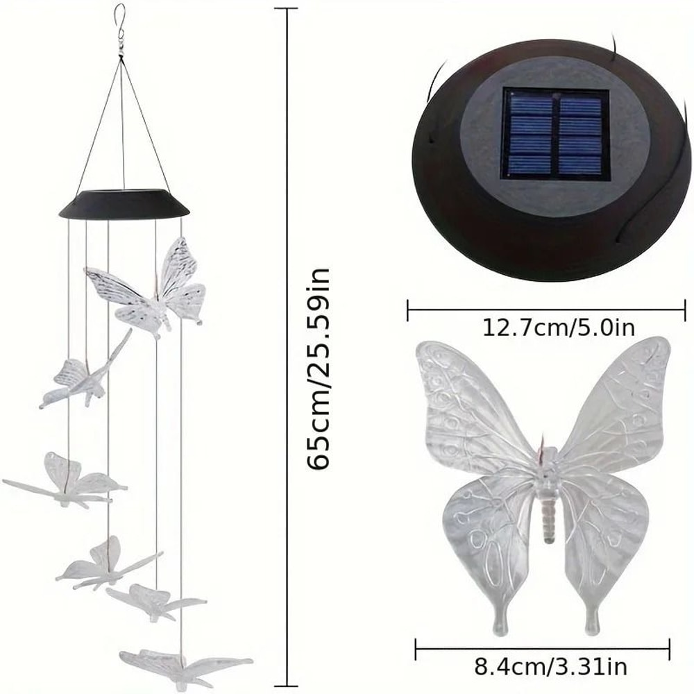 Solar Wind Chimes LED Color Changing Outdoor Hanging Garden Lights 5