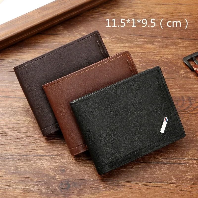 Mens Leather Wallet Compact Bifold With Coin Pocket And Card Slots 12