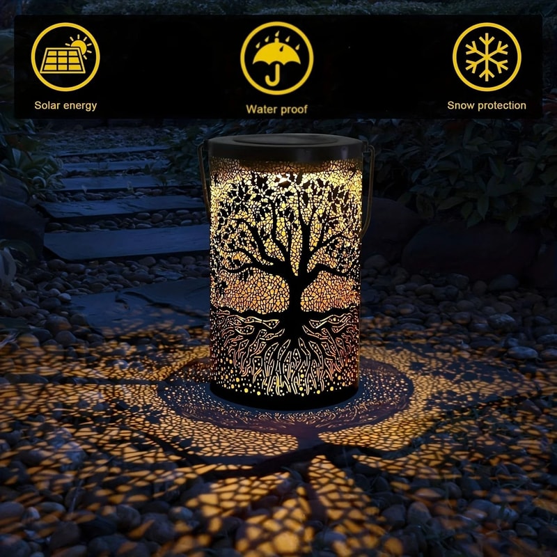 Solar Hanging Lantern Outdoor Waterproof Vintage Metal Garden Light 5