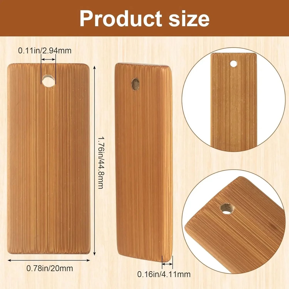 Wooden Keychain Blanks Bamboo Engraving Tags DIY Unfinished Wood Tags 50pcs 4